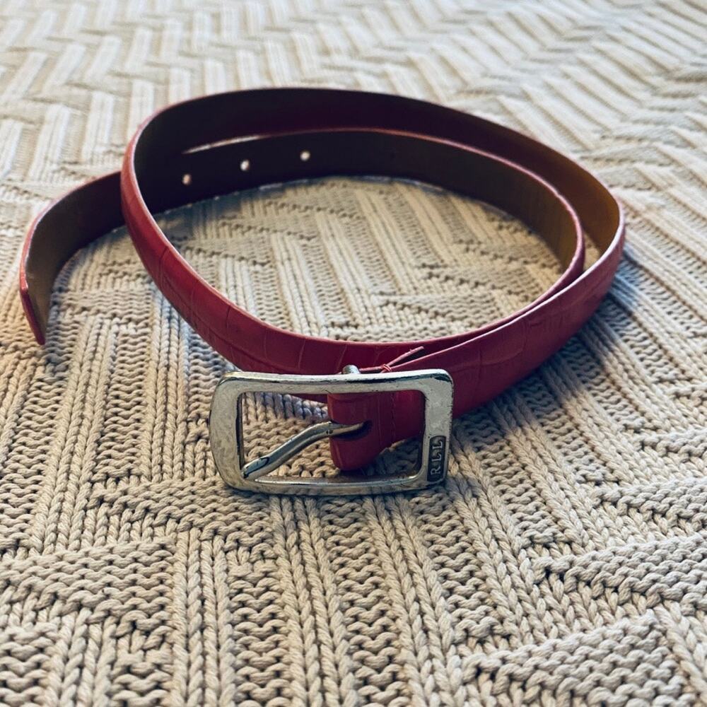 Lauren RL pink leather skinny belt